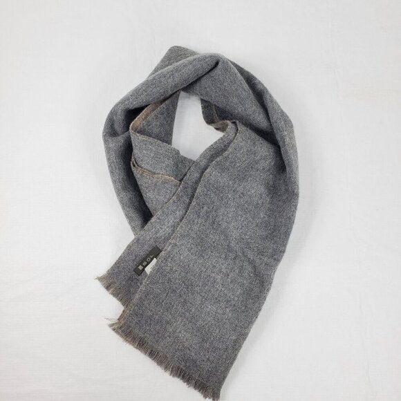 Sol Unisex Gray Rectangle Scarf Baby Alpaca Winter Fringeless Neck Warmer - Picture 1 of 10